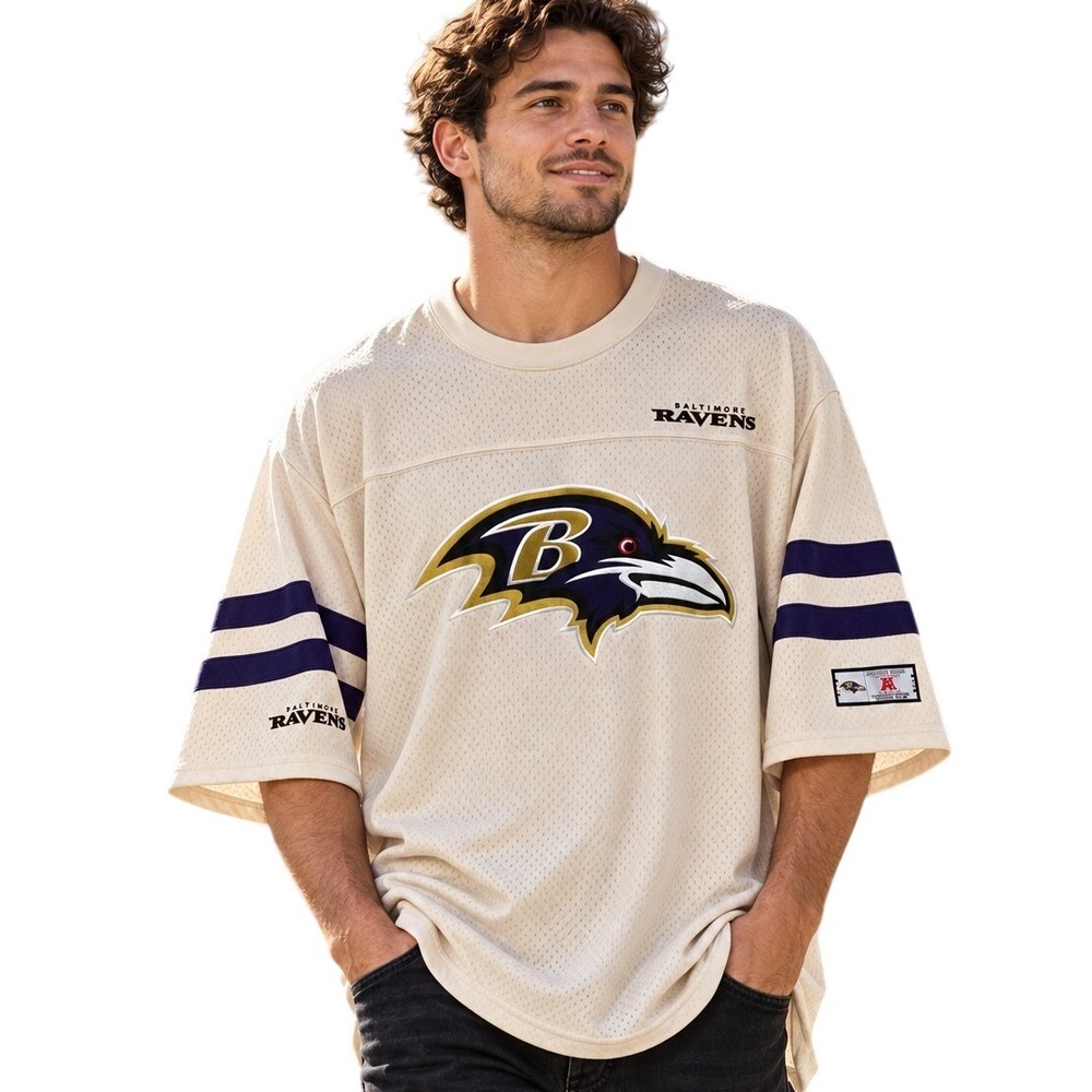 Ultra Game Baltimore Ravens NFL Mesh Jersey Shirt Cream Men's XXL